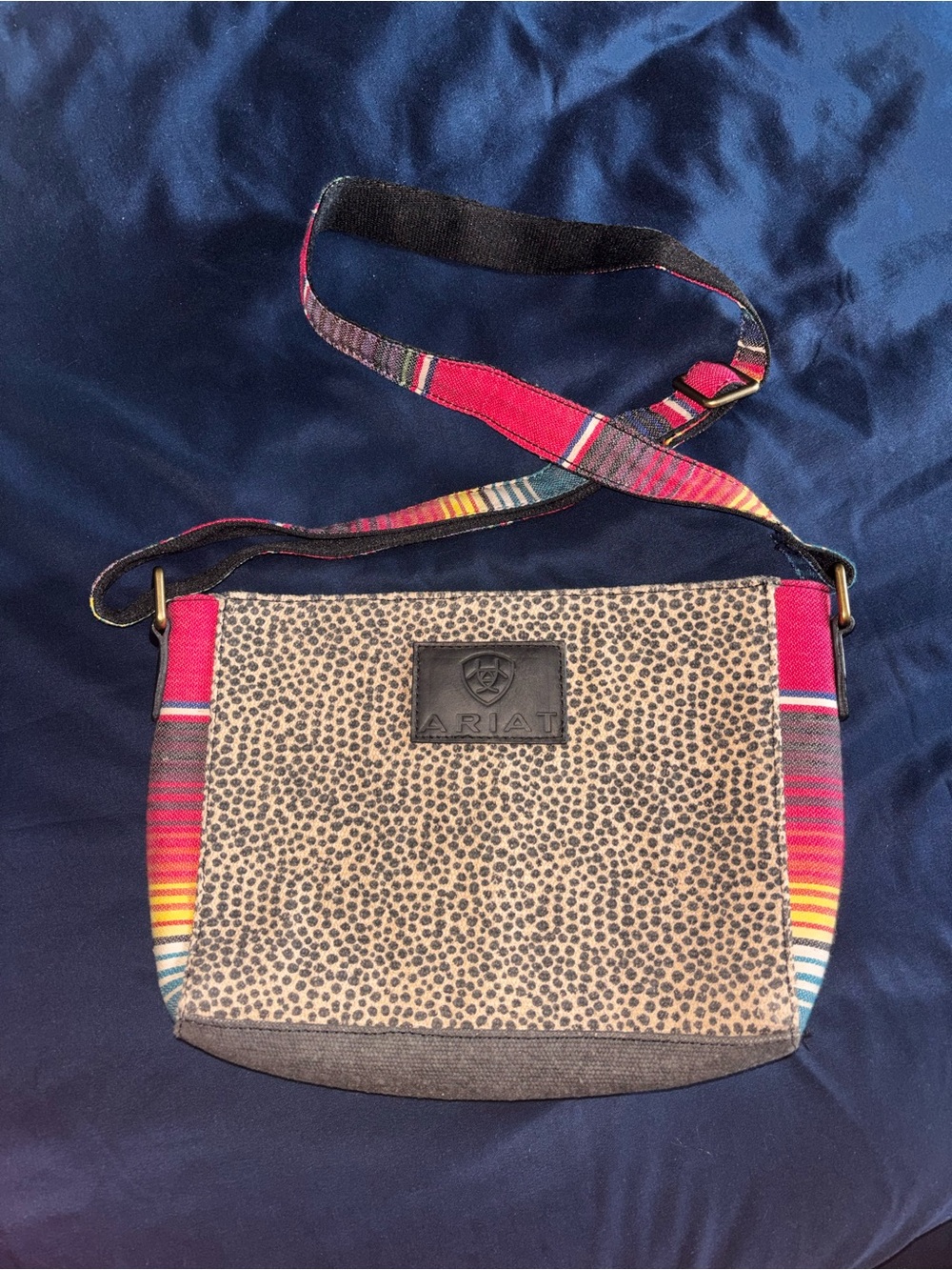 Ariat Leopard Print Crossbody with Multicolor Red Strap